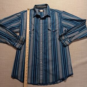 Vintage Wrangler Pearl Snap Button Down, Medium, Blue And Gray, Great Condition